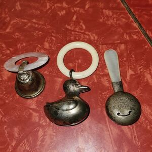 Vintage 1921 Metal Baby Rattles